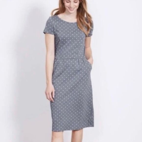 Boden Phoebe Jersey Dress Gray White size 8R WW202 - Picture 2 of 10